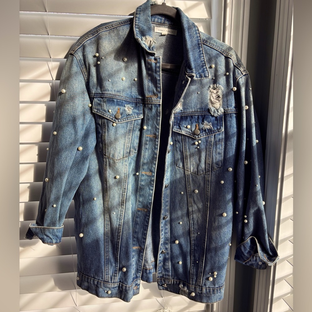 Longer, pearl jean jacket